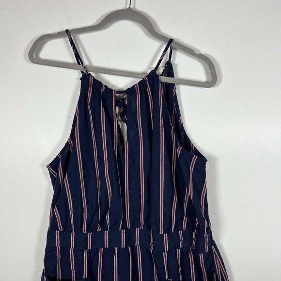 NWT Universal Thread XL Striped Jumpsuit Wide-Leg Crop Blue Cotton Pockets - Picture 4 of 9